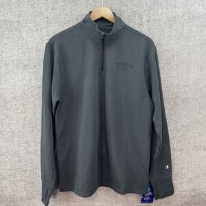Champion Performance 1/4 Zip  Fleece Men's Med Gray Logo Moisture Wicking NEW!